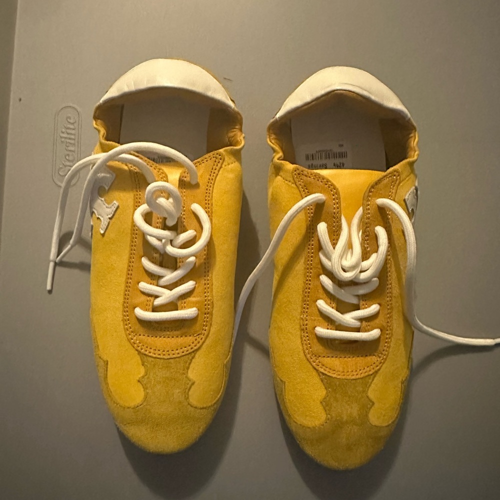 Tory Burch Yellow and White Athletic Shoes